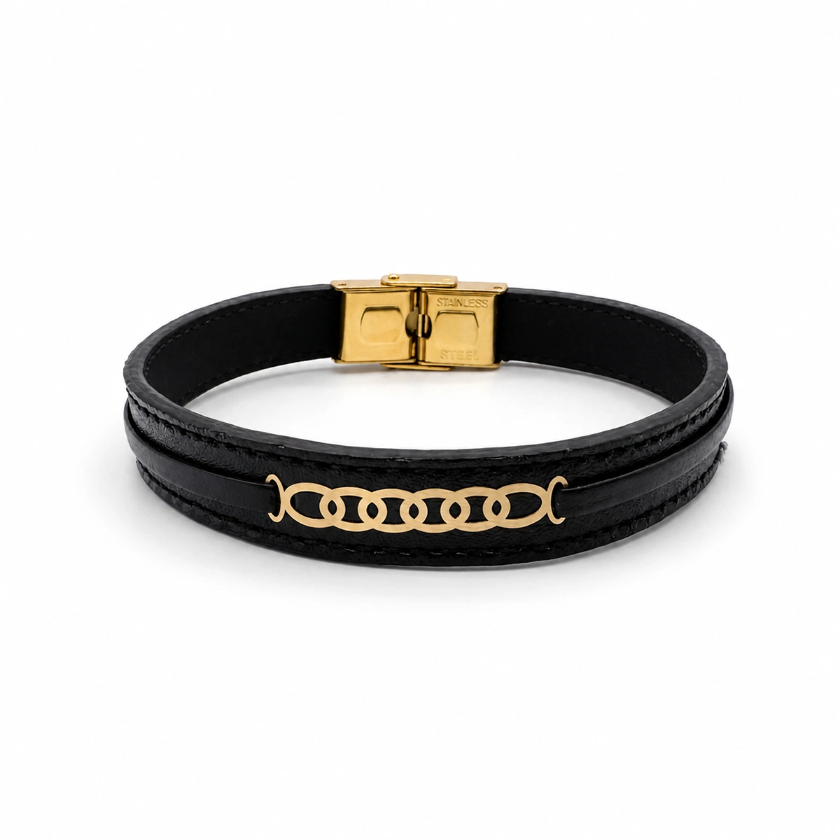 charm-black-10 دستبند طلا 18 عیار سوزیانا مدل چرم - مشکی کد 10 - Image 1
