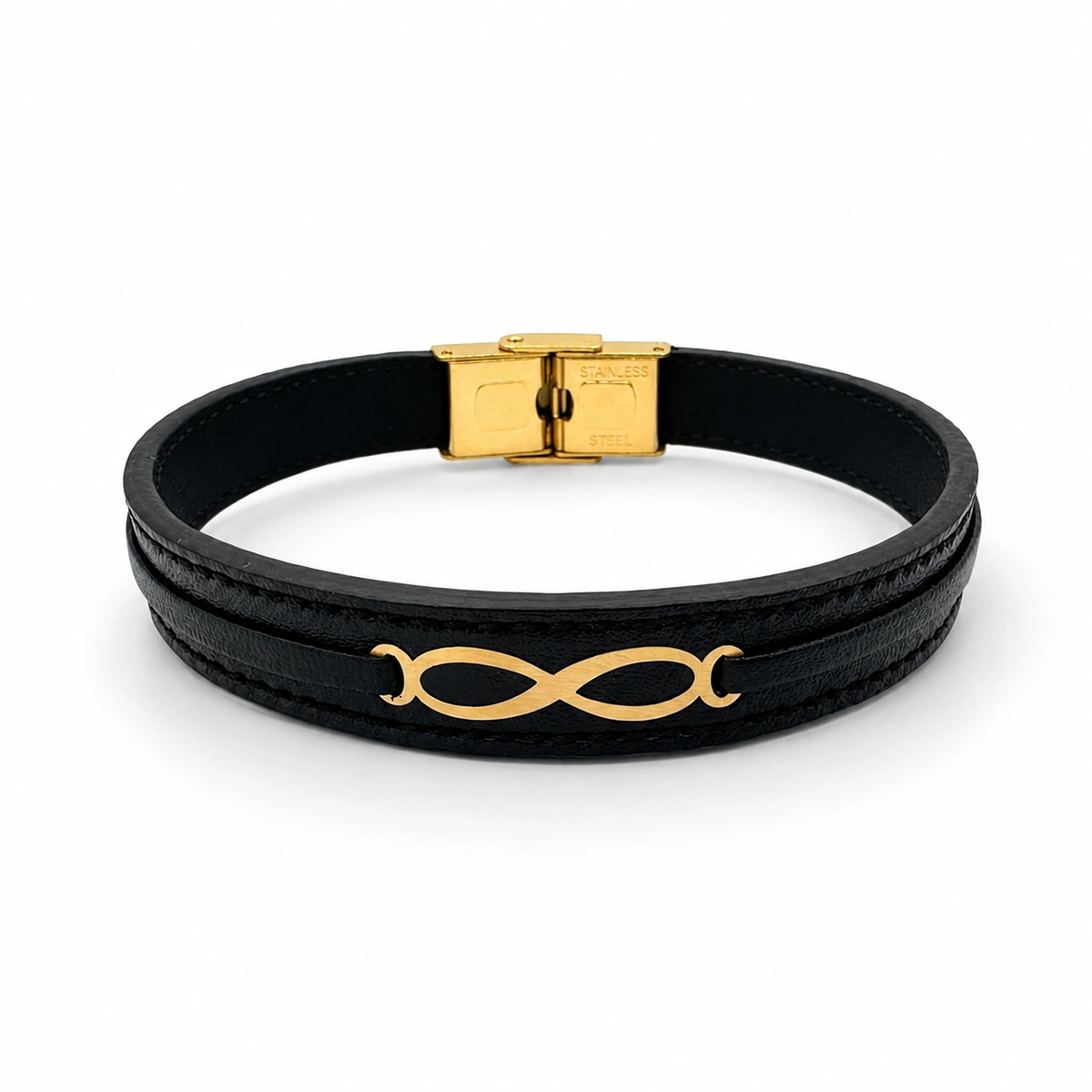 charm-black-3-1 دستبند طلا 18 عیار سوزیانا مدل چرم - مشکی کد 3 - Image 1