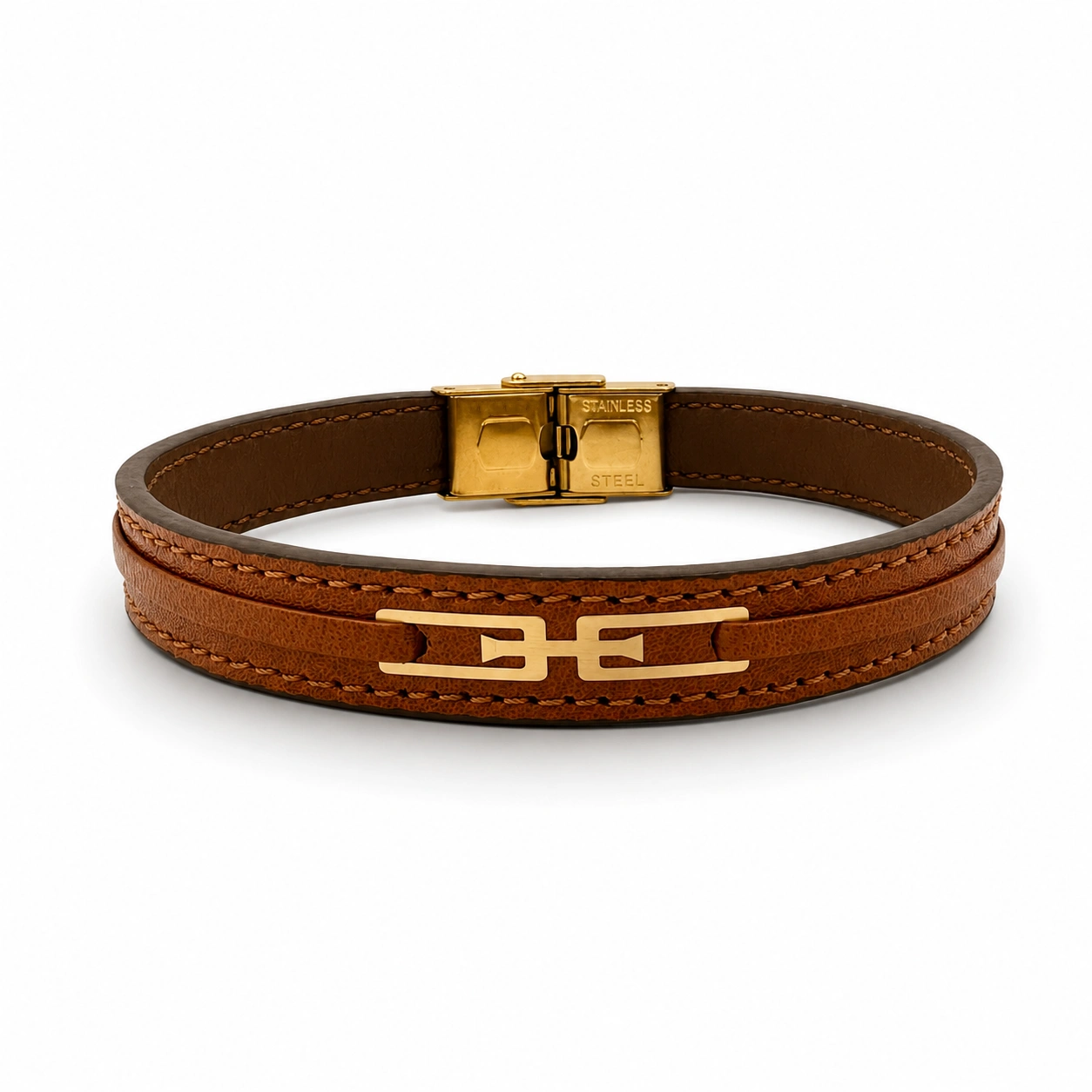 charm-brown-7-1 دستبند طلا 18 عیار سوزیانا مدل چرم - قهوه ای کد 7 - Image 1