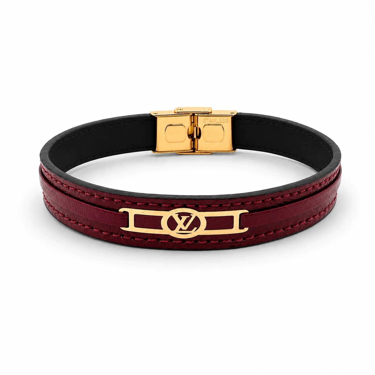 charm-red-9 دستبند طلا 18 عیار سوزیانا مدل چرم - زرشکی کد 9 - Image 1